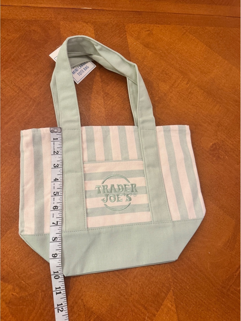 Trader Joe's Mini Tote Bag with Striped Design - Picture 4 of 4
